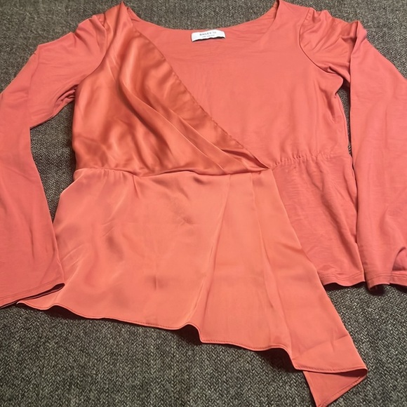 Bailey 44 Peach Rose Wrap Style Blouse with Satin Style Overlay sz Large - Picture 2 of 9